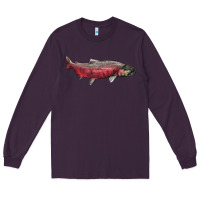 Plum Chinook Salmon Fish Illustrations Long Sleeve Tee - LillyAllenDesigns
