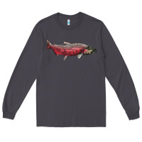 Smoke Chinook Salmon Fish Illustrations Long Sleeve Tee - LillyAllenDesigns