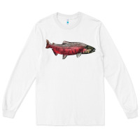 White Chinook Salmon Fish Illustrations Long Sleeve Tee - LillyAllenDesigns
