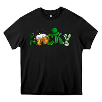 Black Lucky with beer St. Patricks day Heavy Core Tee - HowdyJamesFarm