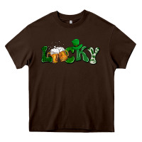 Chocolate Brown Lucky with beer St. Patricks day Heavy Core Tee - HowdyJamesFarm