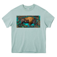 Arona Bison with leopard and turquoise Heavy Core Tee - RanaPortraitStore