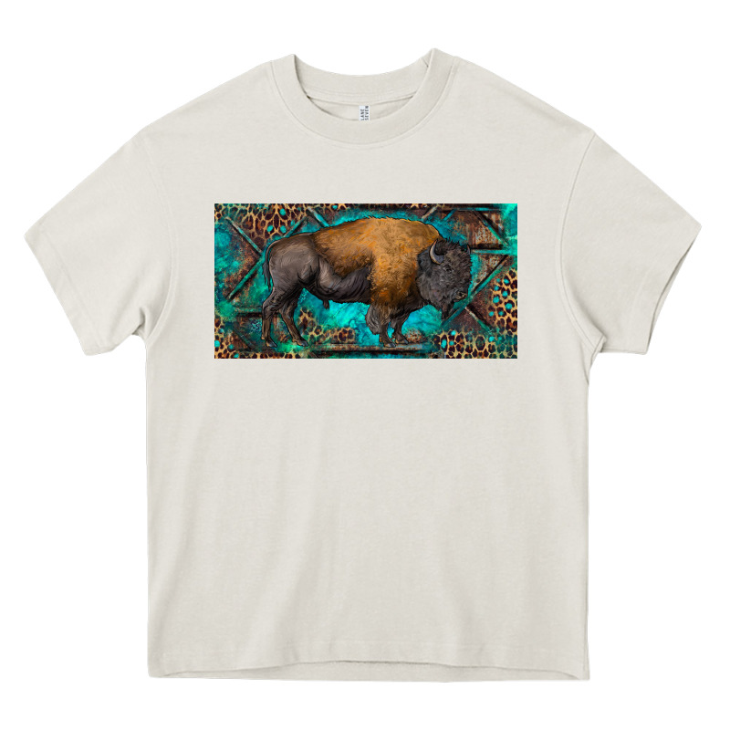 Bison With Leopard And Turquoise Heavy Core Tee by RanaPortraitStore | Teevron