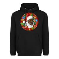 Black Black Santa Christmas Heavyweight Hoodie - RanaPortraitStore