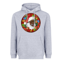 Heather Grey Black Santa Christmas Heavyweight Hoodie - RanaPortraitStore