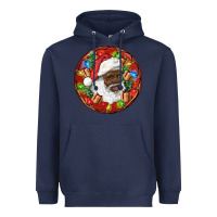 Navy Black Santa Christmas Heavyweight Hoodie - RanaPortraitStore