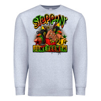 Heather Grey Steppin' into Juneteenth black girl sneakers Premium Sweatshirt - RanaPortraitStore