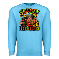 Ocean Blue Steppin' into Juneteenth black girl sneakers Premium Sweatshirt - RanaPortraitStore