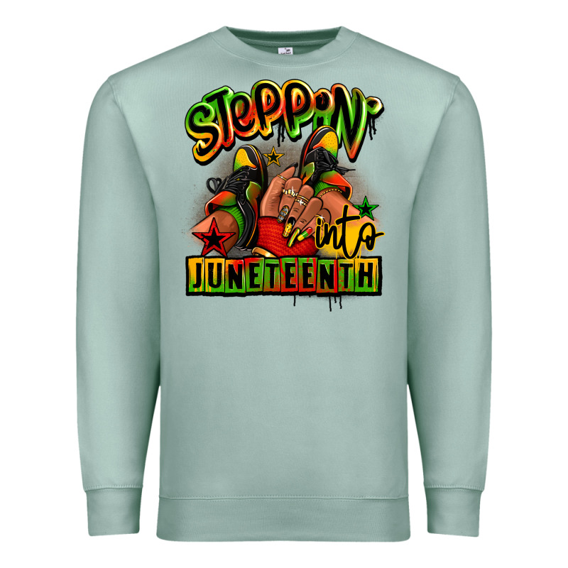Steppin' Into Juneteenth Black Girl Sneakers Premium Sweatshirt by RanaPortraitStore | Teevron