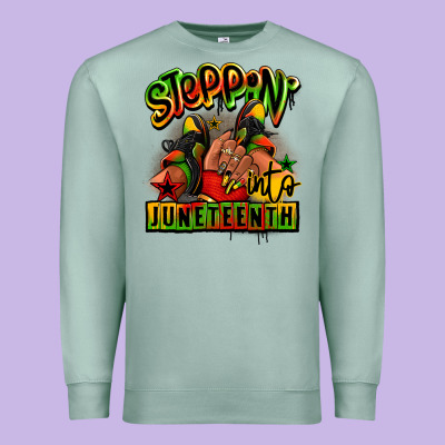 Steppin' Into Juneteenth Black Girl Sneakers Premium Sweatshirt Designed By Ranaportraitstore
