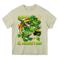 Mossy Happy St. Patrick's Day T-rex Heavy Core Tee - CowGirlArtShop
