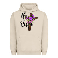 Pigment French Oak he is risen matthew 28 6 Urban Hoodie - Jasminsmagicworld