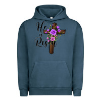 Pigment Midnight Navy he is risen matthew 28 6 Urban Hoodie - Jasminsmagicworld