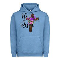Pigment Pebble Blue he is risen matthew 28 6 Urban Hoodie - Jasminsmagicworld