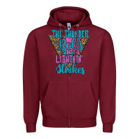 Burgundy THE THUNDER ROLLS AND THE LIGHTNIN’ STRİKES Zipper Hoodie - JahusDesignShop
