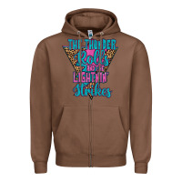 Chestnut THE THUNDER ROLLS AND THE LIGHTNIN’ STRİKES Zipper Hoodie - JahusDesignShop
