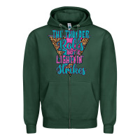 Sports Green THE THUNDER ROLLS AND THE LIGHTNIN’ STRİKES Zipper Hoodie - JahusDesignShop
