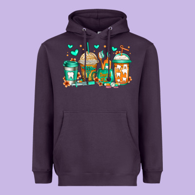 Dental Life Coffee Cups Heavyweight Hoodie Designed By Jasminsmagicworld