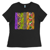 Black Mardi Gras Brushstrokes Ladies Tee - BundleAndBundleShop