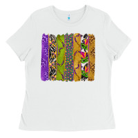 White Mardi Gras Brushstrokes Ladies Tee - BundleAndBundleShop
