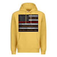 Antique Gold thin red line American flag leopard Premium Hoodie - Artiststas