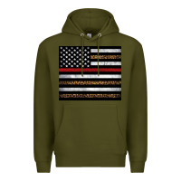 Army Green thin red line American flag leopard Premium Hoodie - Artiststas