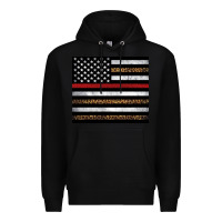 Black thin red line American flag leopard Premium Hoodie - Artiststas