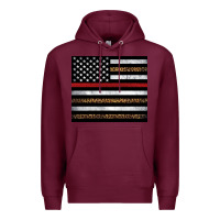 Burgundy thin red line American flag leopard Premium Hoodie - Artiststas