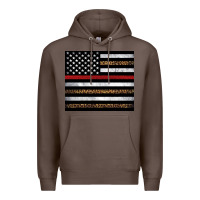 Coffee thin red line American flag leopard Premium Hoodie - Artiststas