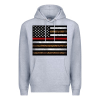 Heather Grey thin red line American flag leopard Premium Hoodie - Artiststas