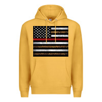 Mustard thin red line American flag leopard Premium Hoodie - Artiststas
