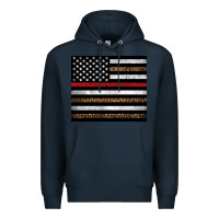 Navy thin red line American flag leopard Premium Hoodie - Artiststas