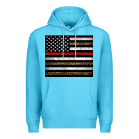 Ocean Blue thin red line American flag leopard Premium Hoodie - Artiststas