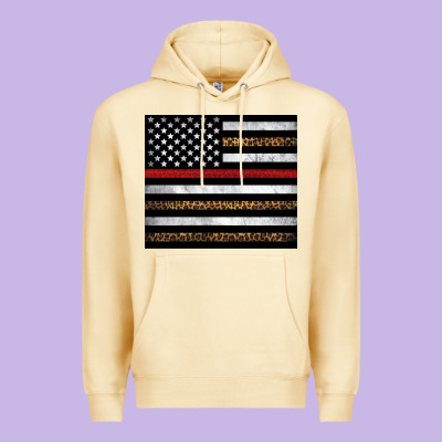 Thin Red Line American Flag Leopard Premium Hoodie Designed By Artiststas