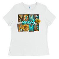 White Western Home Sweet Home Ladies Tee - FaDigitalArtStudio