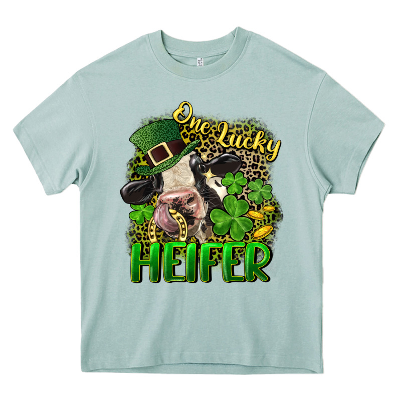 One Lucky Heifer Heavy Core Tee by CowGirlArtShop | Teevron
