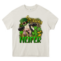 Cream One lucky Heifer Heavy Core Tee - CowGirlArtShop