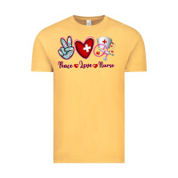 Vintage Mustard Peace Love Nurse Vintage Tee - RanaPortraitStore