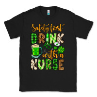 Black St. Patrick's Safety first drink with a Nurse Classic Tee - OliviaCreatesArt