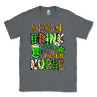 Charcoal Heather St. Patrick's Safety first drink with a Nurse Classic Tee - OliviaCreatesArt