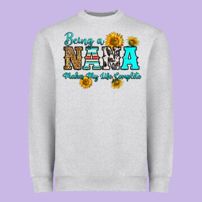 Being Nana Makes My Life Complete Heavyweight Sweatshirt Designed By Ranaportraitstore