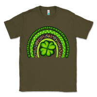 Army Green St. Patrick's Day Shamrock Rainbow Classic Tee - Artiststas