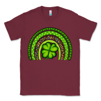 Burgundy St. Patrick's Day Shamrock Rainbow Classic Tee - Artiststas