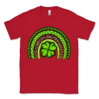 Red St. Patrick's Day Shamrock Rainbow Classic Tee - Artiststas