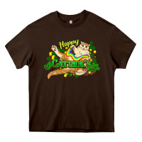 Chocolate Brown St. Patrick's Day cat Heavy Core Tee - HowdyJamesFarm