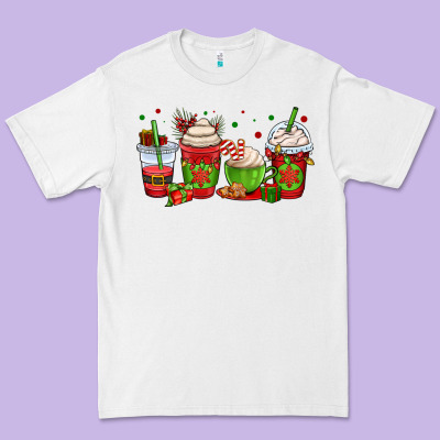 Christmas Coffee Cups Premium Tee Designed By Oliviacreatesart