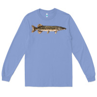 Colony Blue Northern Pike Fish Illustrations Long Sleeve Tee - LillyAllenDesigns