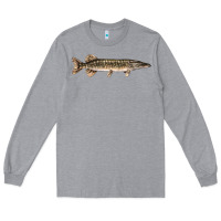 Heather Grey Northern Pike Fish Illustrations Long Sleeve Tee - LillyAllenDesigns