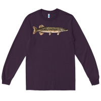 Plum Northern Pike Fish Illustrations Long Sleeve Tee - LillyAllenDesigns