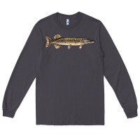 Smoke Northern Pike Fish Illustrations Long Sleeve Tee - LillyAllenDesigns